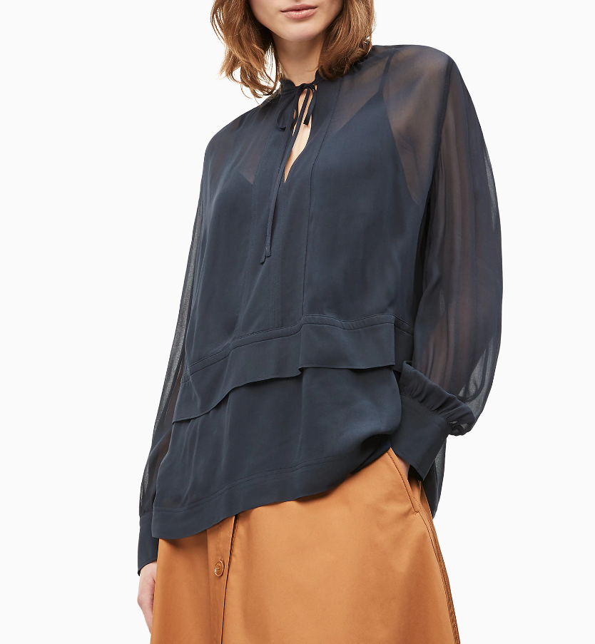 Женская многослойная блузка из креп-жоржета Сalvin Klein