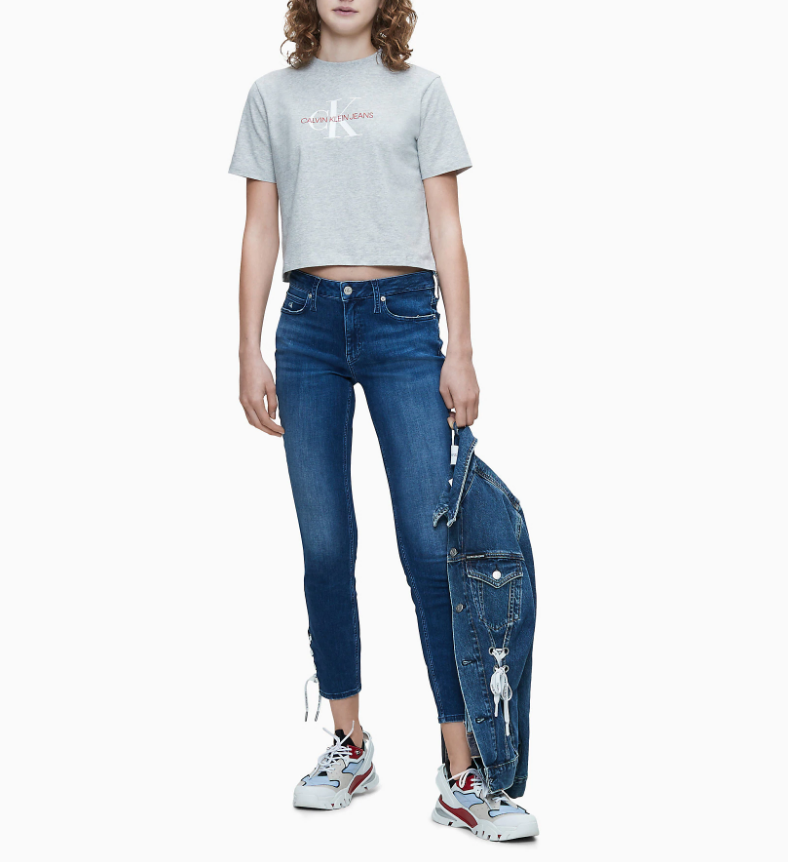Женские джинсы Skinny средней посадки с завязками от Сalvin Klein