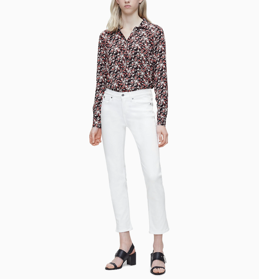 Женские белые джинсы Slim средней посадки до щиколотки от Сalvin Klein